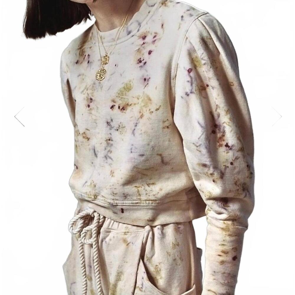 NEW THE WAIGHT pleat sleeve crew neck sweatshirt in botanical dye